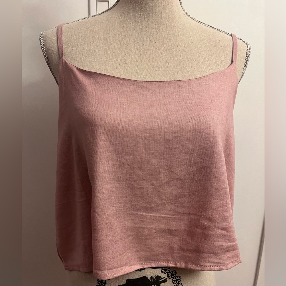 Tamara H. Linen Camisole Top - LARGE Dusty Rose